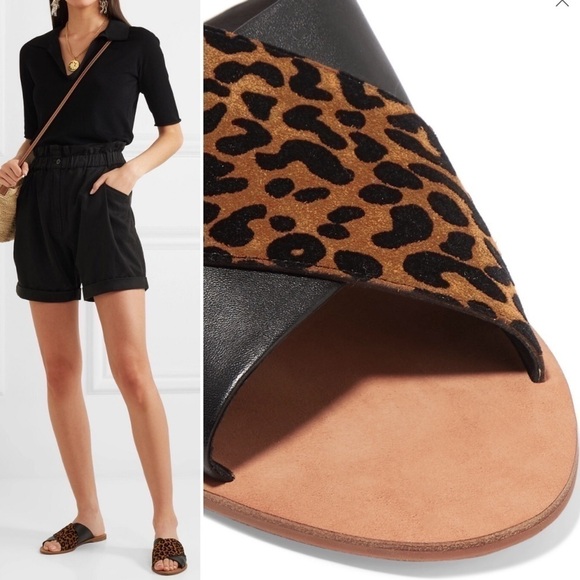 New DVF Bailie Suede Leather Leopard Slide Sandals - Picture 3 of 13